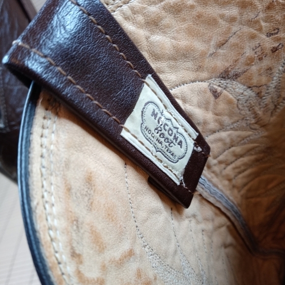 Nocona Cowboy Western Boots Dark Coffee Brown Skin - Picture 7 of 9